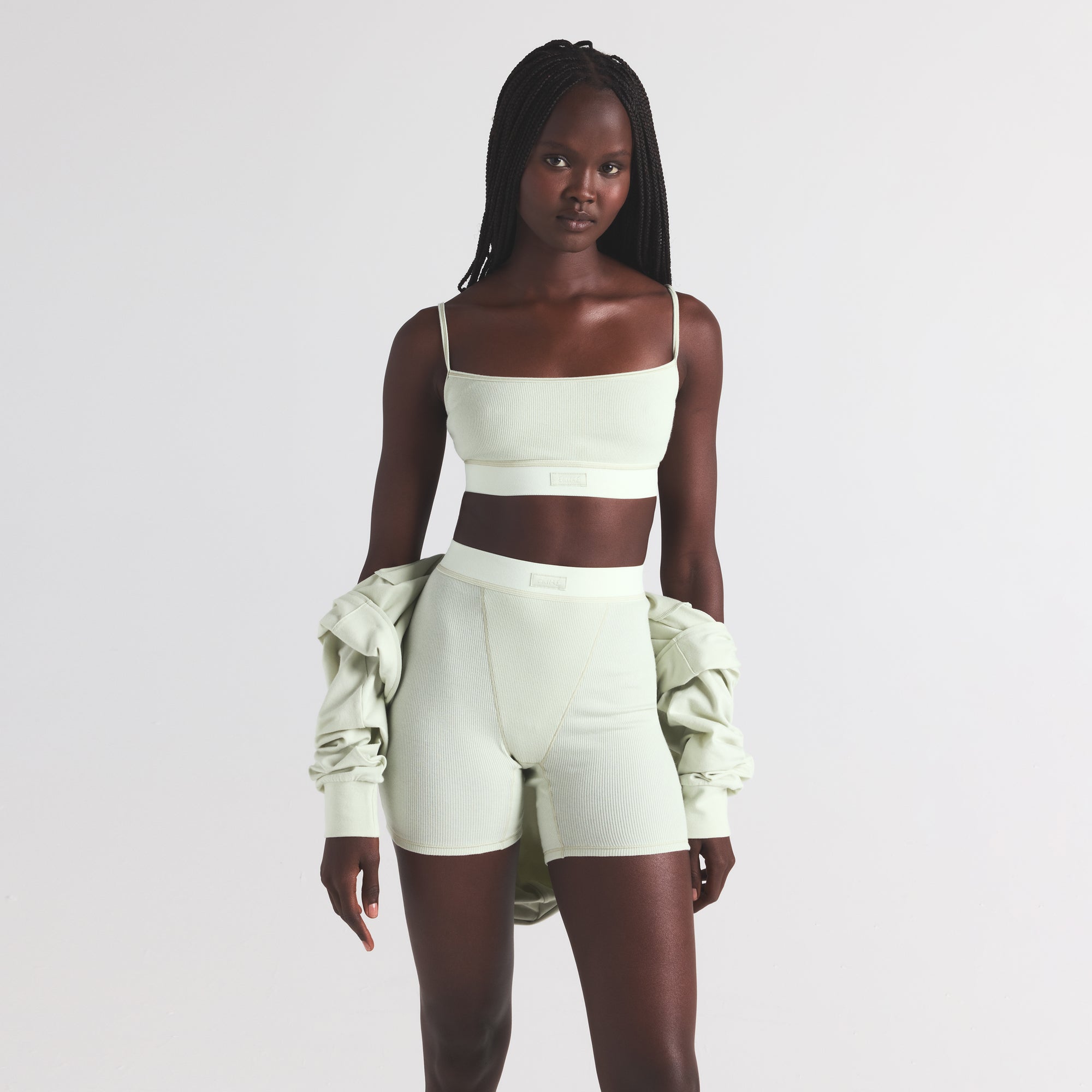 COTTON RIB SCOOP BRALETTE | SPEARMINT