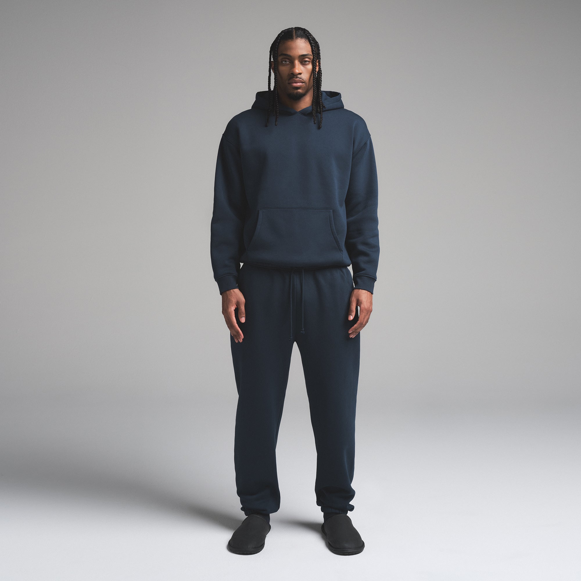 FLEECE LOUNGE MENS RELAXED HOODIE | NAVY