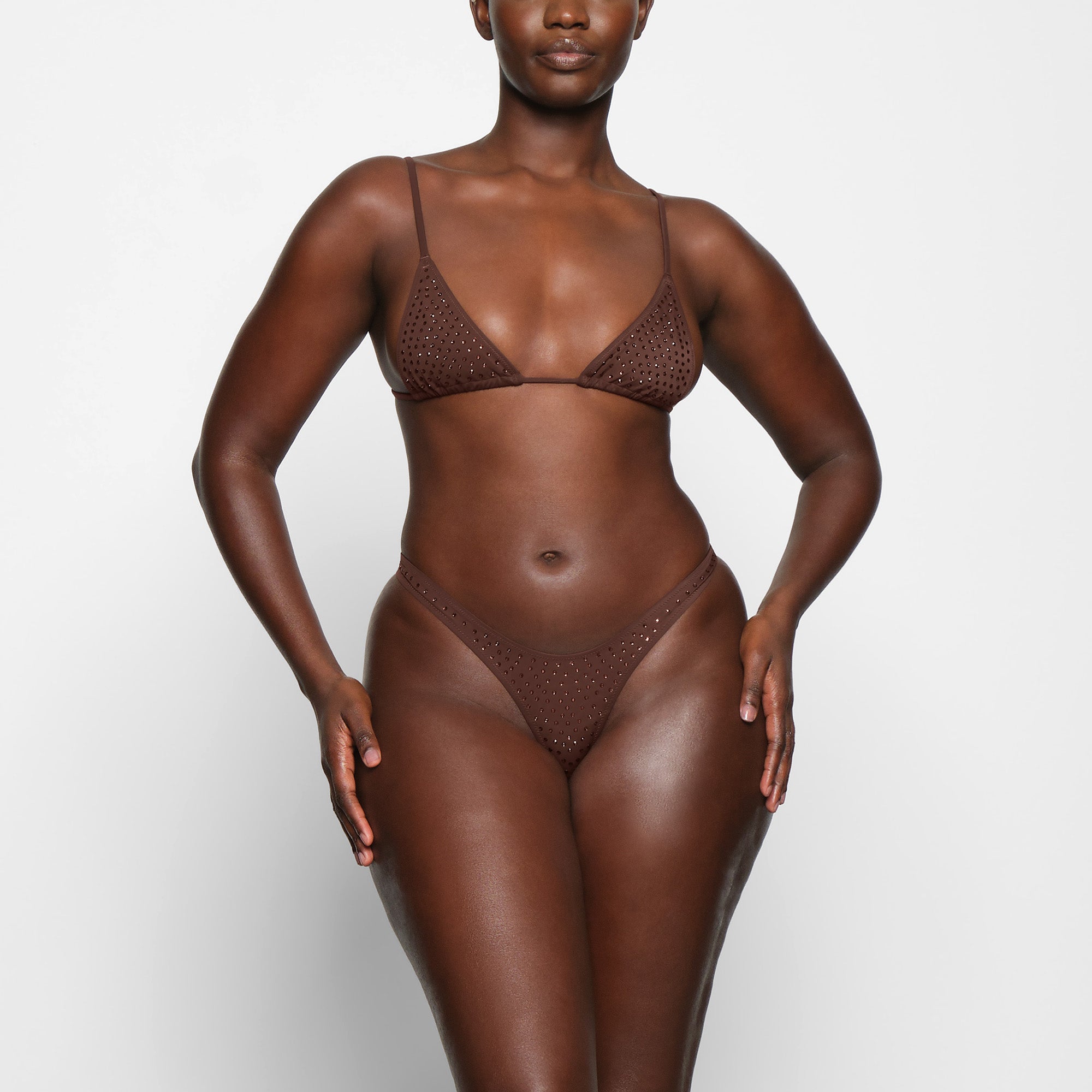 SPARKLE JERSEY MINI TRIANGLE BRALETTE | COCOA