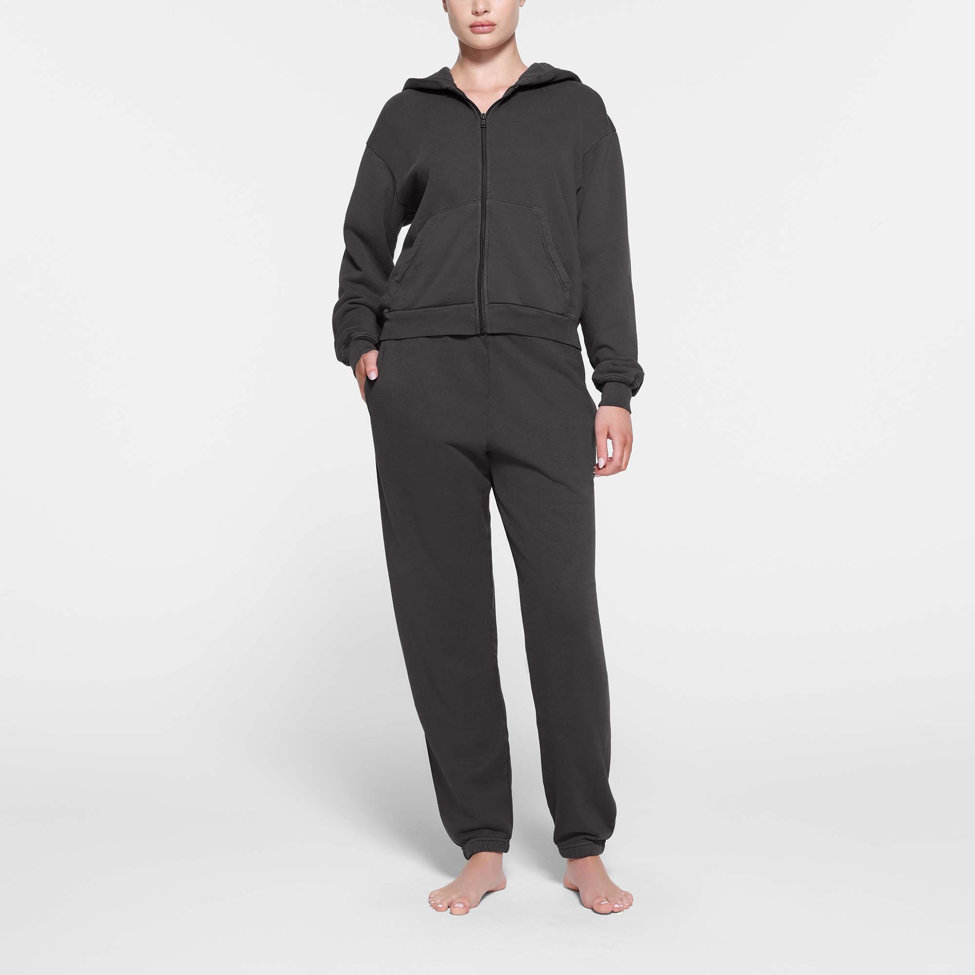 FRENCH TERRY CLASSIC ZIP UP HOODIE | ASH